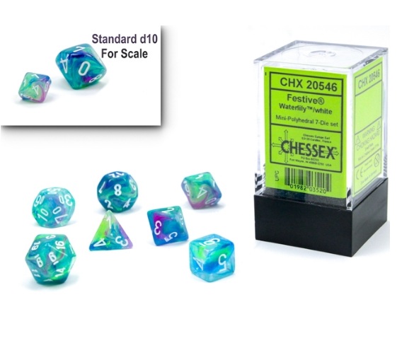 CHESSEX 7 Dice Mini Festive Waterlily/white