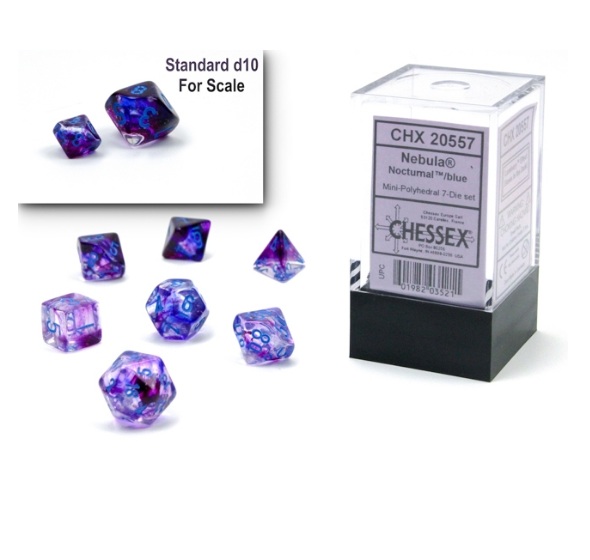 CHESSEX 7 Dice Mini nebula Nocturnal/blue