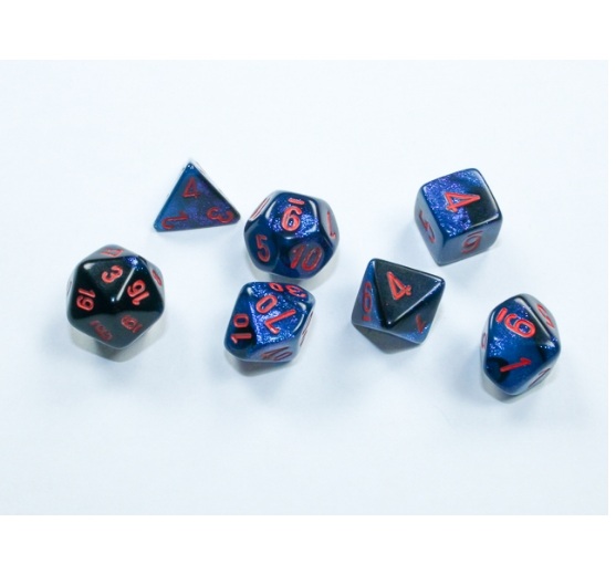CHESSEX 7 Dice Mini Black-Starlight/red