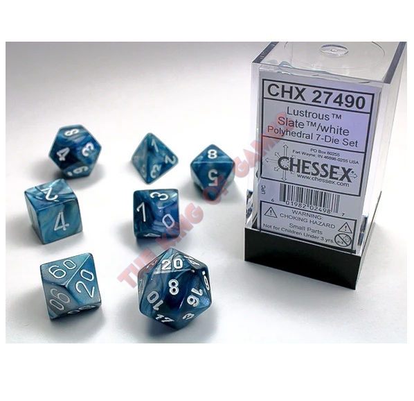 CHESSEX 7 Dice Set Lustrous Slate/White