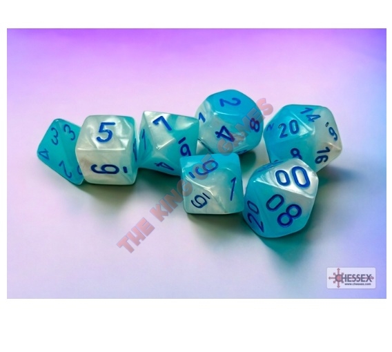 CHESSEX 7 Dice Set Gemini Pearl Turquoise White/Blue