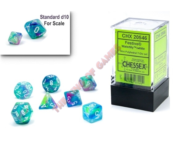 CHESSEX 7 Dice Mini Festive Waterlily/white