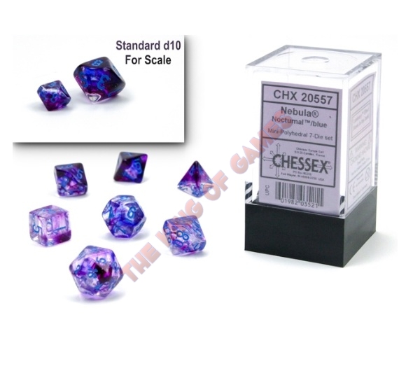 CHESSEX 7 Dice Mini nebula Nocturnal/blue