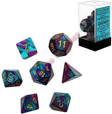 CHESSEX 7 Dice Mini purple-Teal/gold