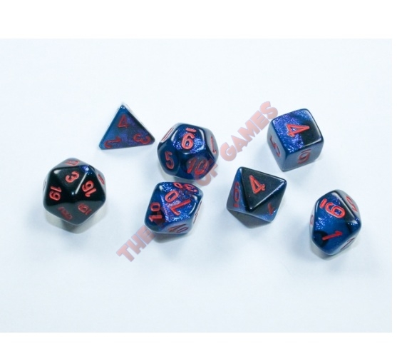 CHESSEX 7 Dice Mini Black-Starlight/red