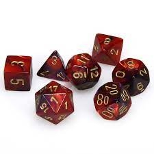 CHESSEX 7 Dice Mini purple  red/gold