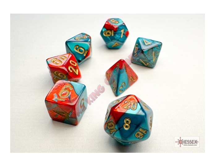 CHESSEX 7 Dice Mini Red-Teal/gold
