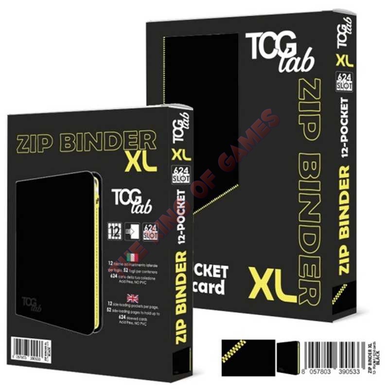 TcgLab 12-Pocket Trading Card Binder with Zipper - 624 Black - Zip Gialla