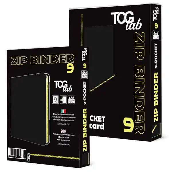 TcgLab 9-Pocket Trading card binder with zipper - 468 nero - zip gialla