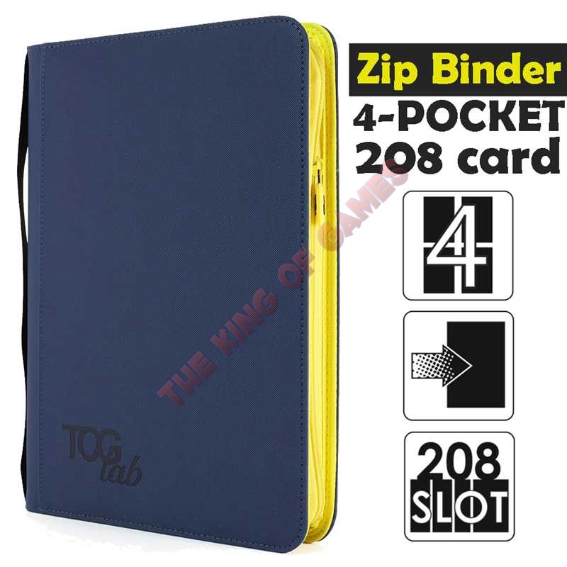TcgLab 4-Pocket Trading card binder with zipper - 208 Blu - zip Gialla