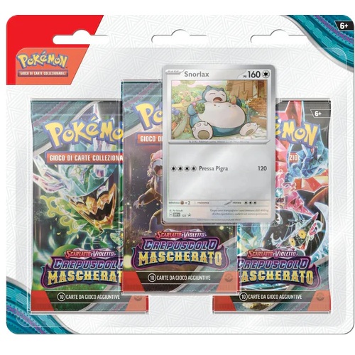 Pokémon Scarlatto & Violetto Crepuscolo Mascherato Blister 3 Buste + Promo snorlax ITA