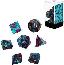 CHESSEX 7 Dice Mini purple-Teal/gold