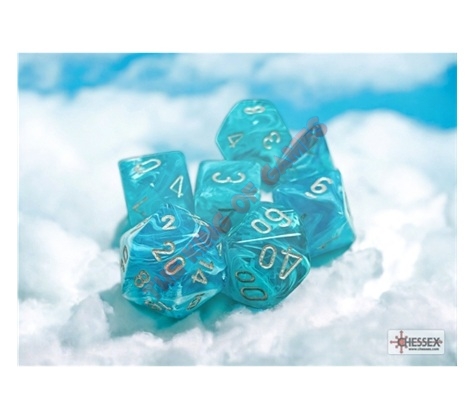 CHESSEX 7 Dice Set Cirrus Aqua/Silver