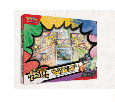 Scambia & Gioca - Pokémon Megaevoluzione Ascesa Eroica Collezione con Spilla Deluxe Compagni d'Avventura ITA