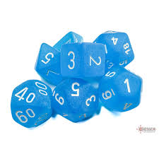 CHESSEX 7 Dice Set Frosted Caribbean Blue/white