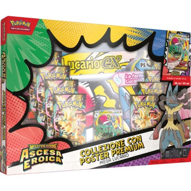 Pokémon Collezione Megaevoluzione Ascesa Eroica Collezione con Poster Premium (Lucario) ITA